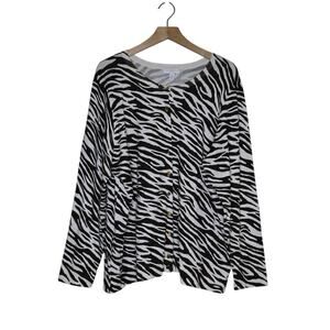 Charter Club Woman Zebra Print Button Front Cardigan Women's 3X